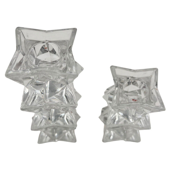 Crystal Candle Holders Stackable Lot of 5 Star Shape 2" Taper Vintage 80s - Picture 7 of 7